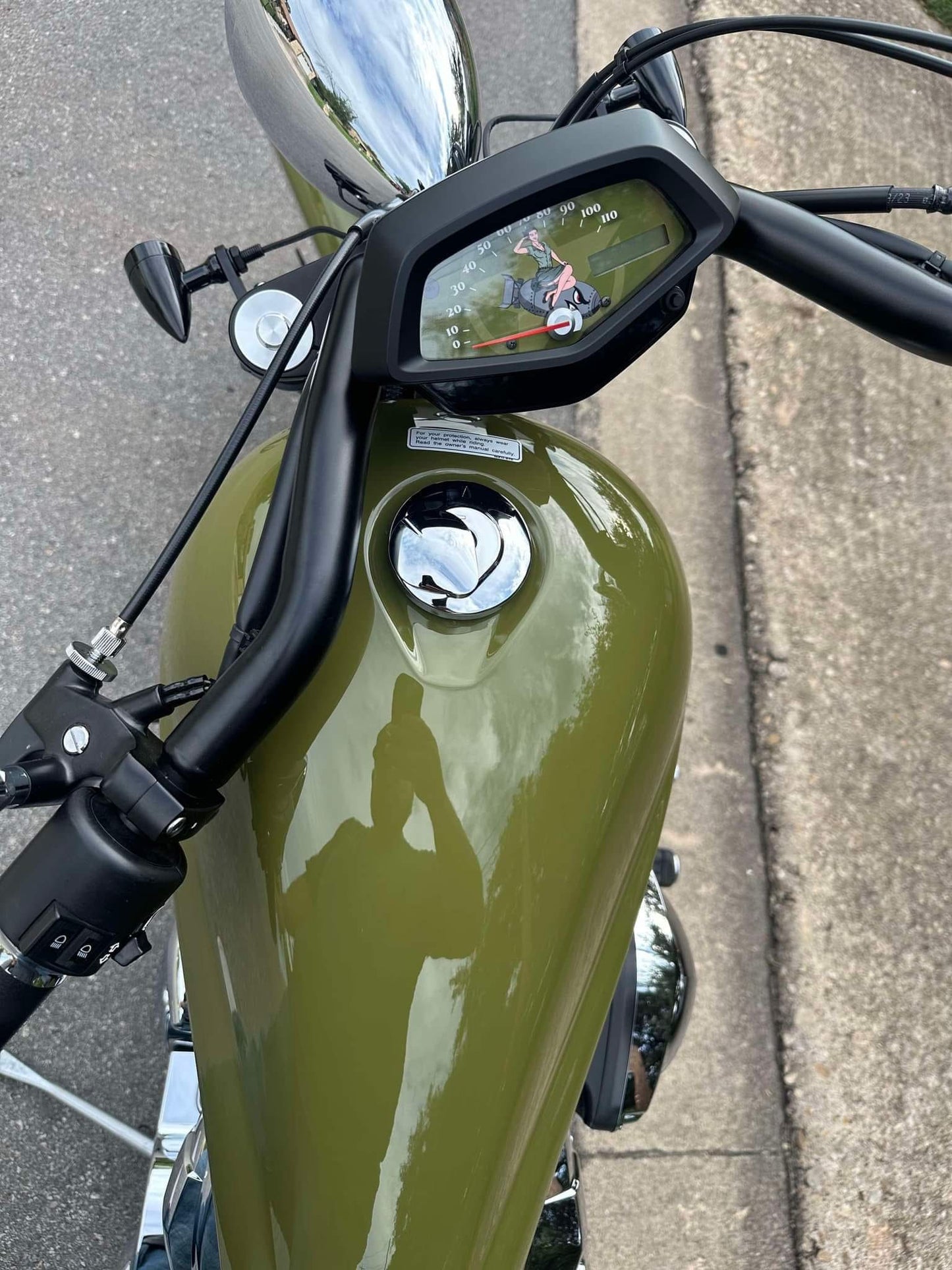 Adventure Green Honda Fury accessory Faceplate Bomber Girl 2024 & 2025 Military Theme for Speedometer Background