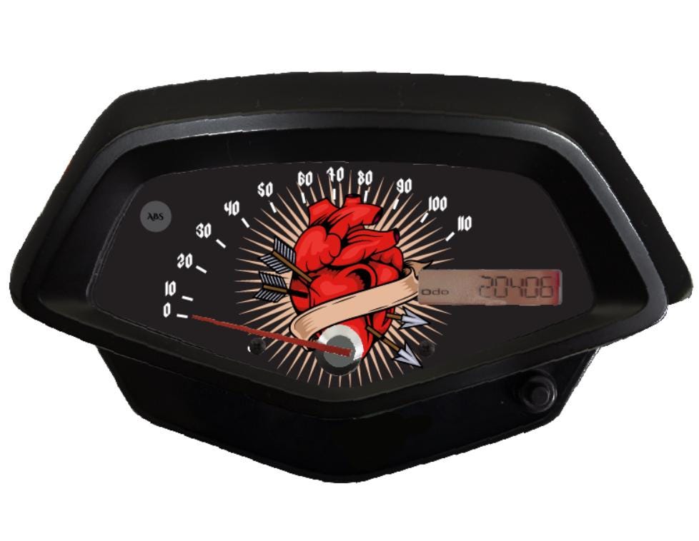 Old School Heart Tattoo Inspired Honda Fury Accessory Faceplate for Speedometer Background VT1300