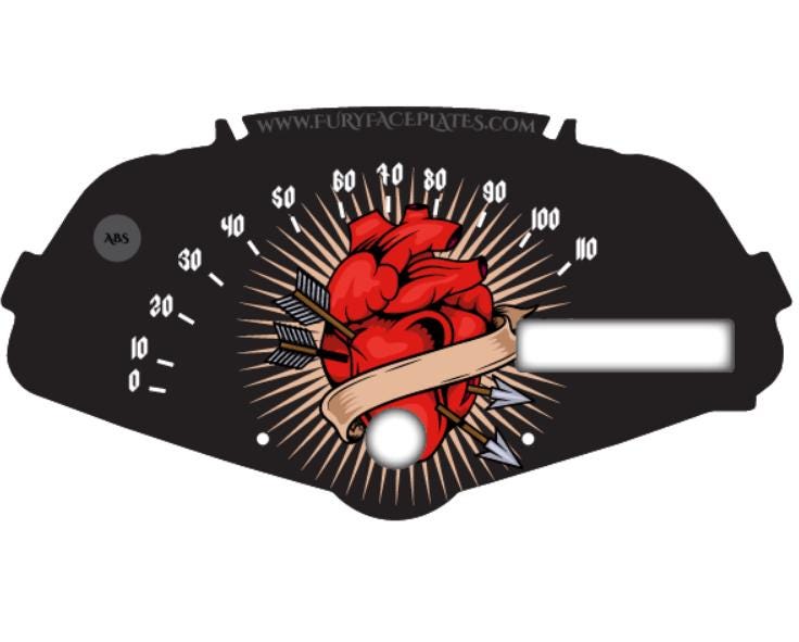 Old School Heart Tattoo Inspired Honda Fury Accessory Faceplate for Speedometer Background VT1300