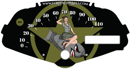 Adventure Green Honda Fury accessory Faceplate Bomber Girl 2024 & 2025 Military Theme for Speedometer Background