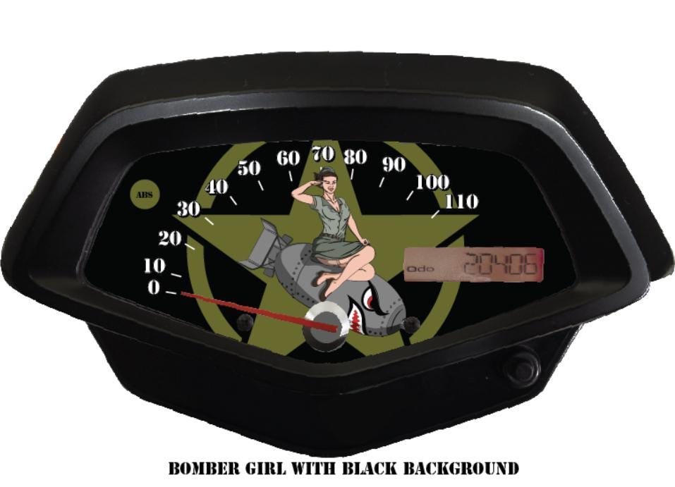 Adventure Green Honda Fury accessory Faceplate Bomber Girl 2024 & 2025 Military Theme for Speedometer Background
