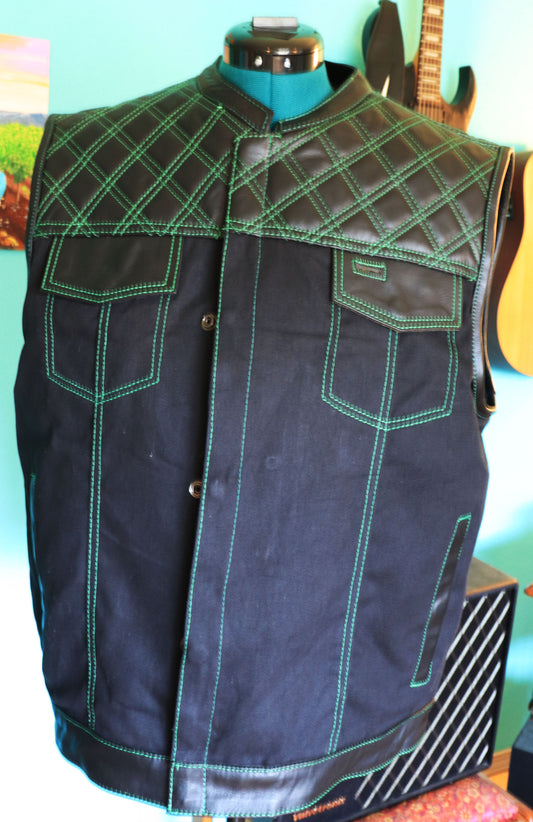 Biker Vest w/ Green Stitching Fury Nation Logo