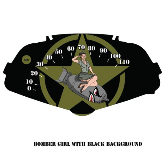 Adventure Green Honda Fury accessory Faceplate Bomber Girl 2024 & 2025 Military Theme for Speedometer Background