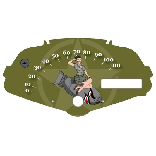 Adventure Green Honda Fury accessory Faceplate Bomber Girl 2024 & 2025 Military Theme for Speedometer Background