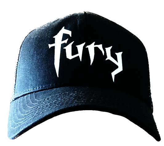 Hats with Skull Mesh and Fury Text