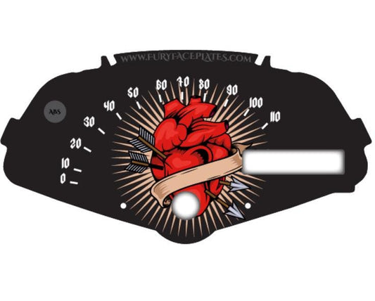 Old School Heart Tattoo Inspired Honda Fury Accessory Faceplate for Speedometer Background VT1300