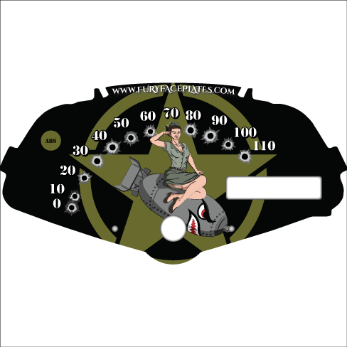 Adventure Green Honda Fury accessory Faceplate Bomber Girl 2024 & 2025 Military Theme for Speedometer Background