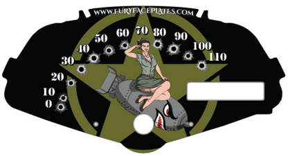 Adventure Green Honda Fury accessory Faceplate Bomber Girl 2024 & 2025 Military Theme for Speedometer Background