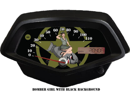 Adventure Green Honda Fury accessory Faceplate Bomber Girl 2024 & 2025 Military Theme for Speedometer Background
