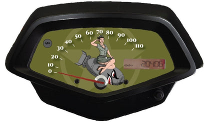 Adventure Green Honda Fury accessory Faceplate Bomber Girl 2024 & 2025 Military Theme for Speedometer Background